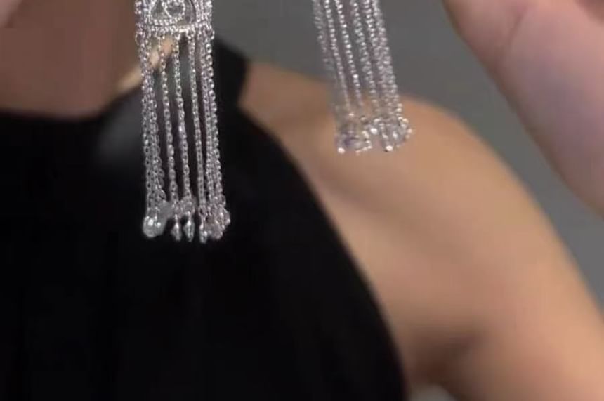 Earring Alloy Fringed Rhinestone