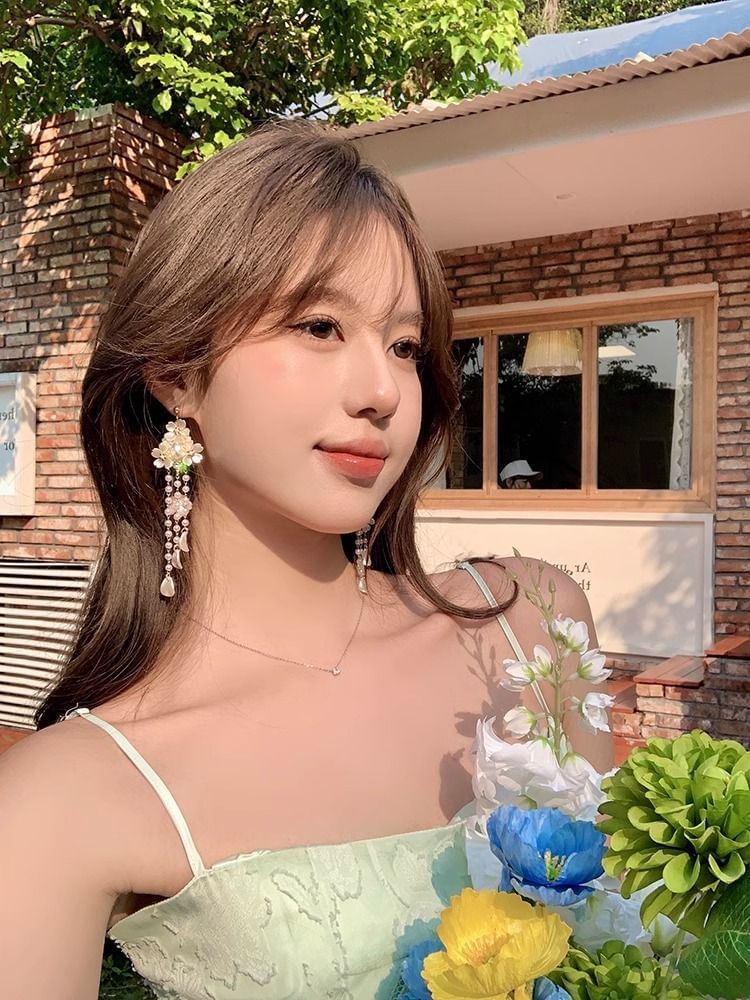 Floral Alloy Fringed Earring