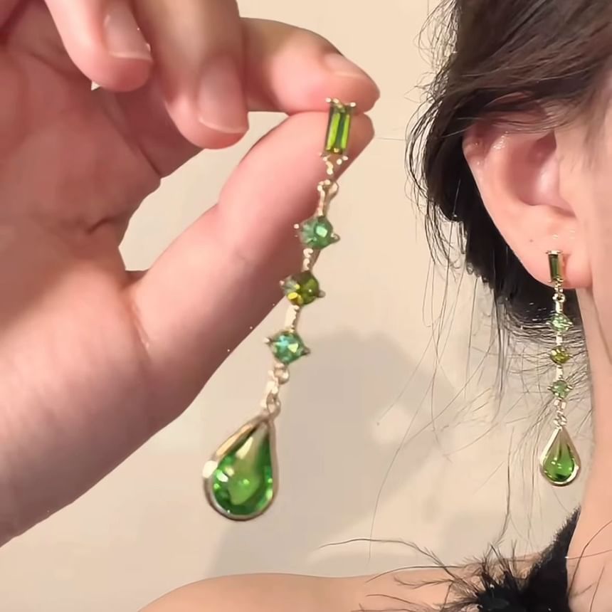 Alloy Faux Droplet Crystal Dangle Earring