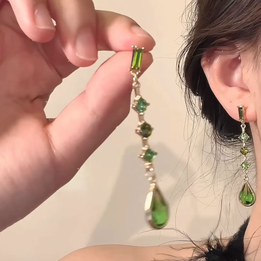 Alloy Faux Droplet Crystal Dangle Earring