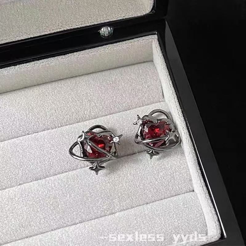 Ear Heart Alloy Cuff Stud Faux Crystal