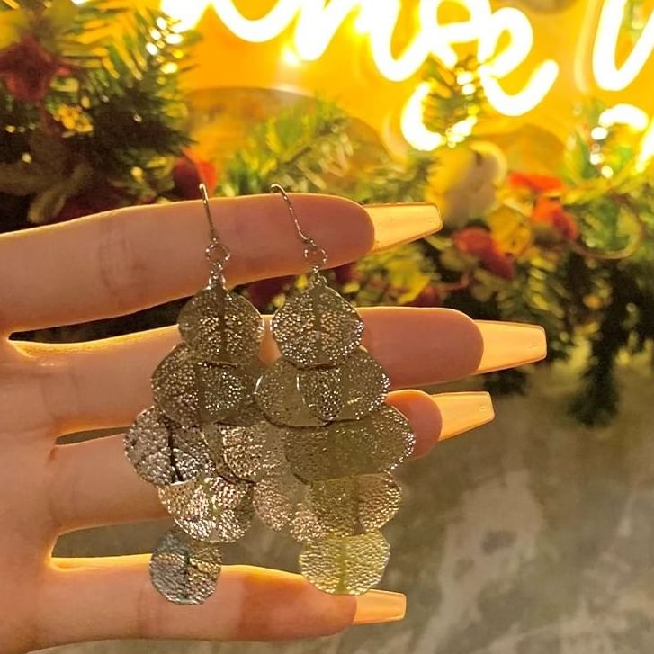 Chandelier Alloy Leaf Earring