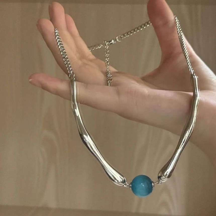 Stone Eye Faux Alloy Bead Choker Cat