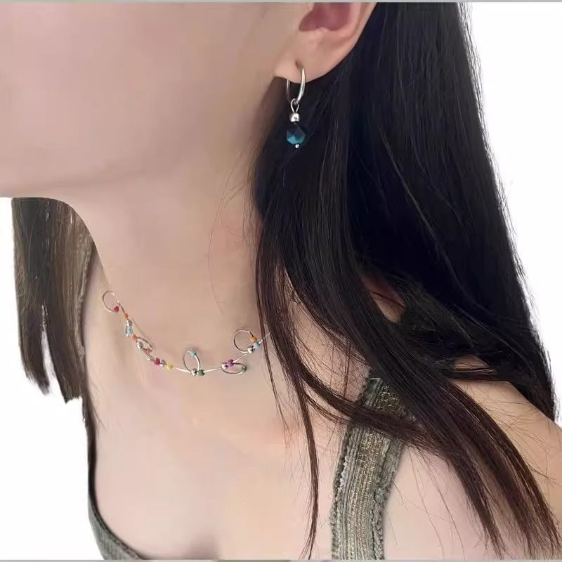 Gemstone Faux Earring Drop Alloy