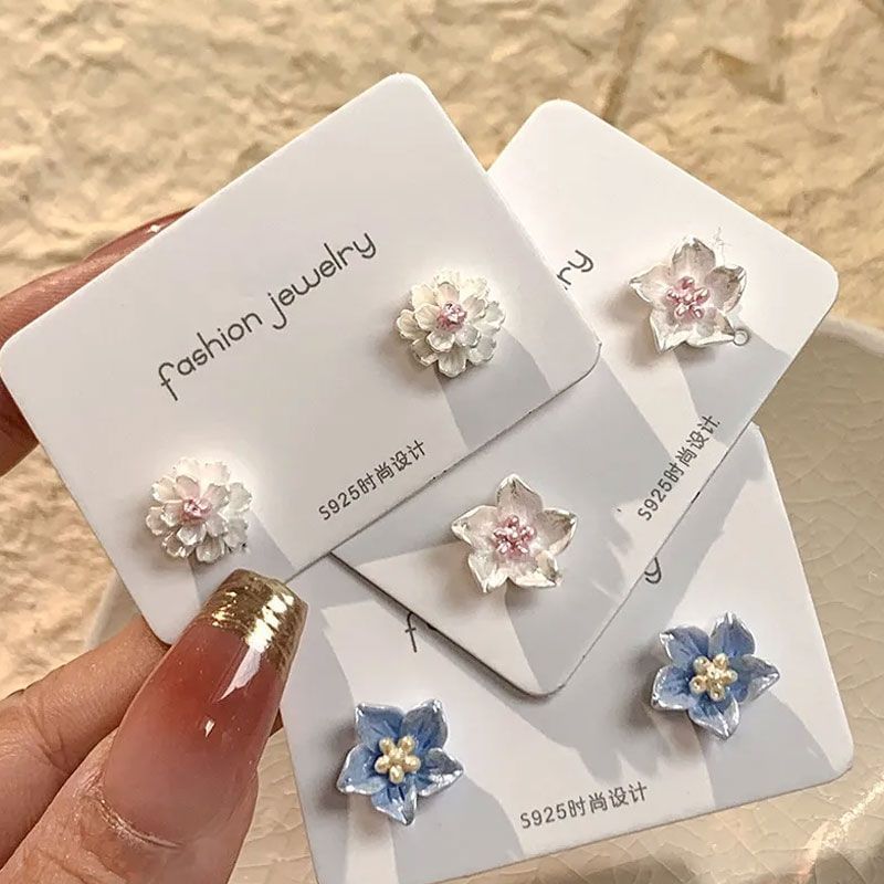 Set Stud Earring Pairs: (Various Floral 3 of Designs) Alloy