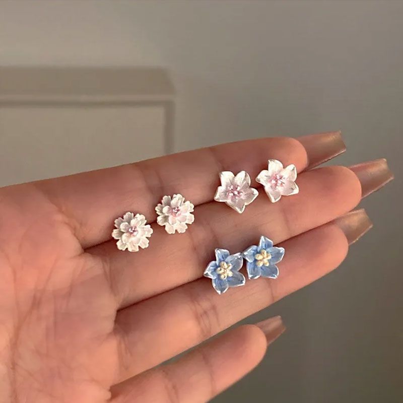 Set Stud Earring Pairs: (Various Floral 3 of Designs) Alloy