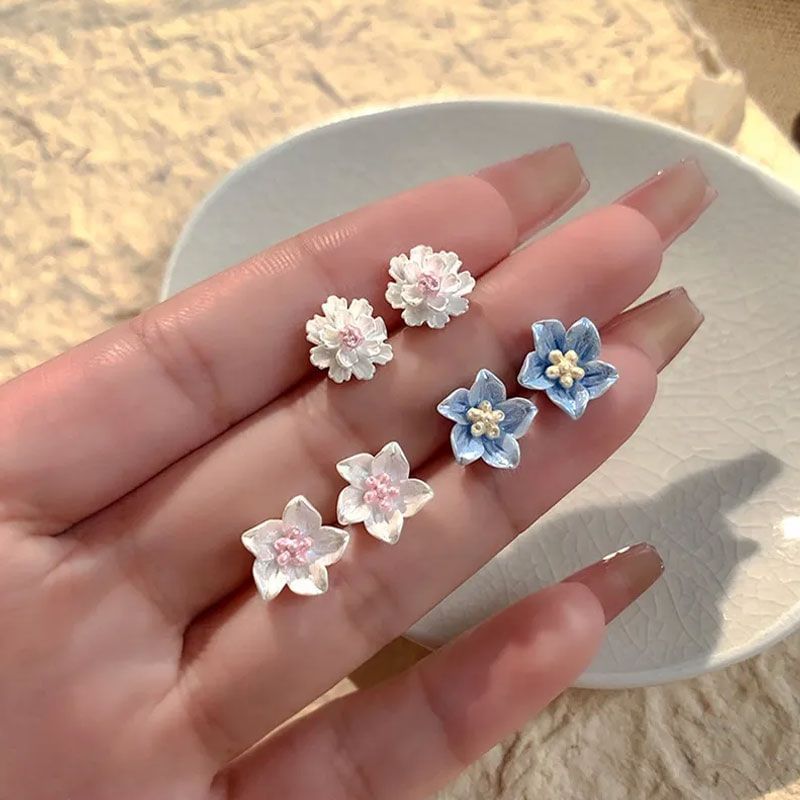 Set Stud Earring Pairs: (Various Floral 3 of Designs) Alloy