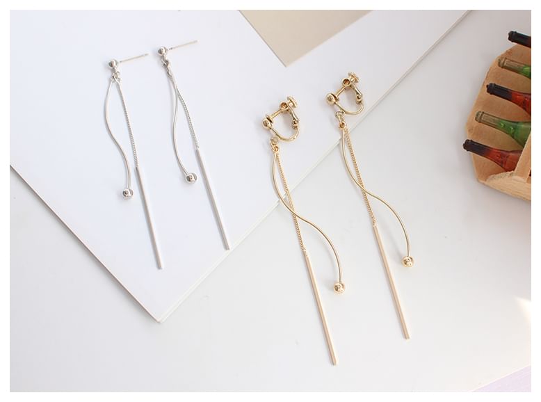/ Bead Earring Dangle Bar Clip-On