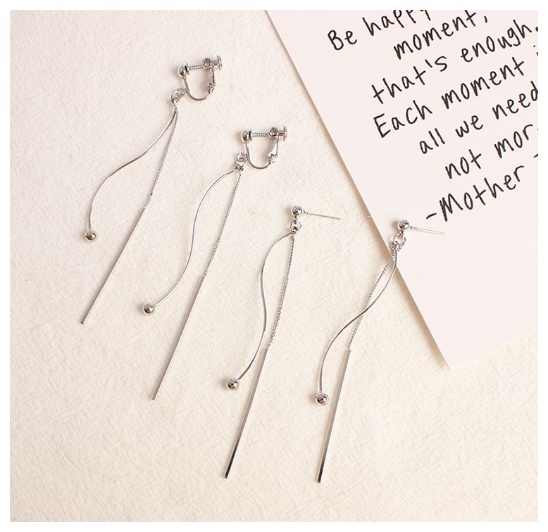 / Bead Earring Dangle Bar Clip-On