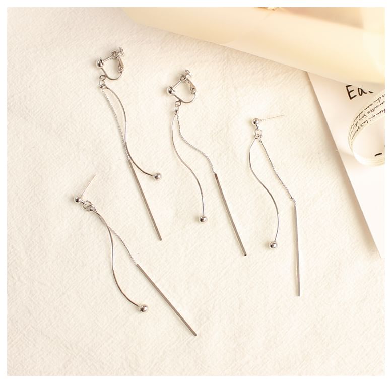 / Bead Earring Dangle Bar Clip-On