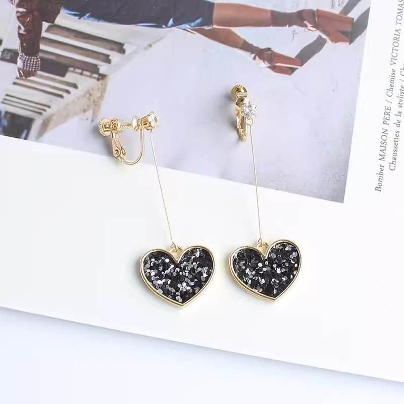 Earring Rhinestone Heart Drop