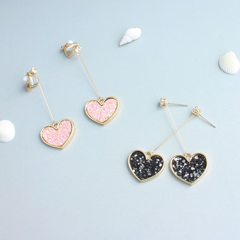 Earring Rhinestone Heart Drop