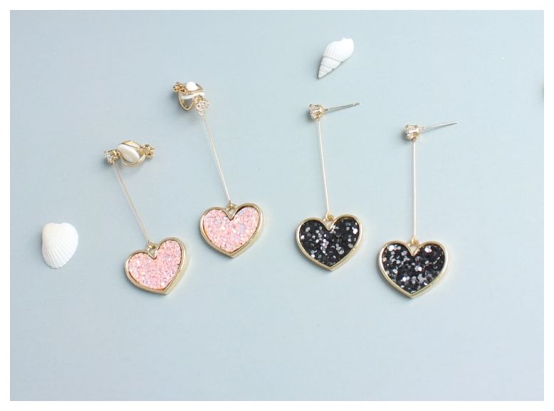 Earring Rhinestone Heart Drop