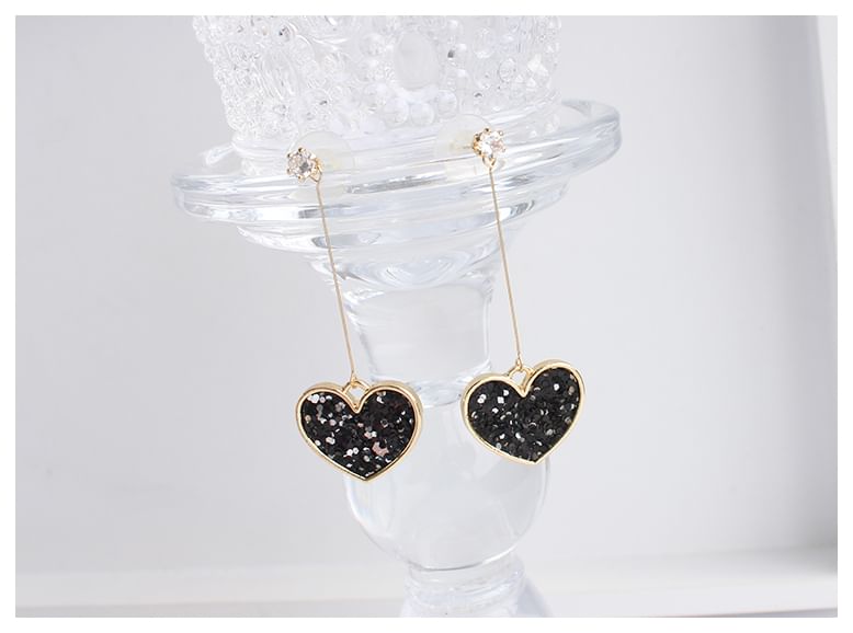 Earring Rhinestone Heart Drop