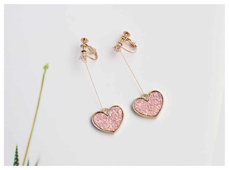 Earring Rhinestone Heart Drop