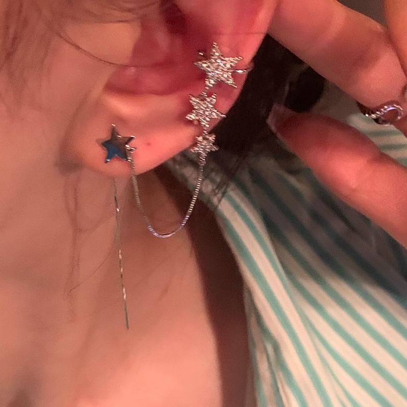 Ear Star with Earring Rhinestone Cuff