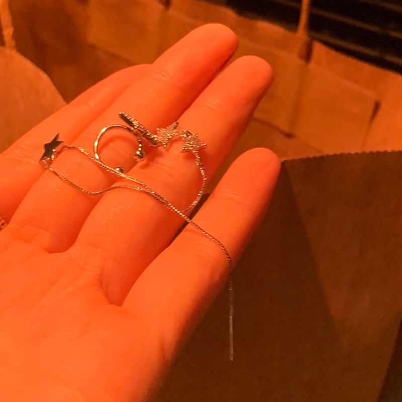 Ear Star with Earring Rhinestone Cuff