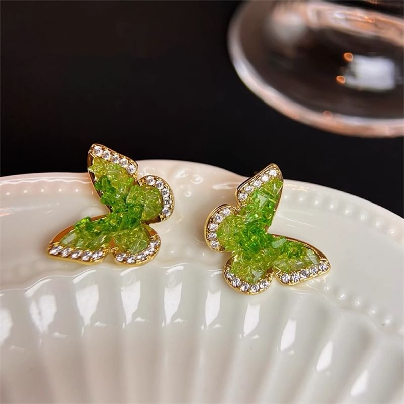 Butterfly Stud Rhinestone Earring