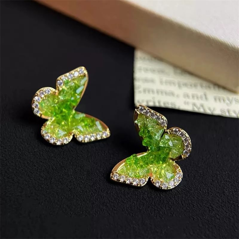 Butterfly Stud Rhinestone Earring
