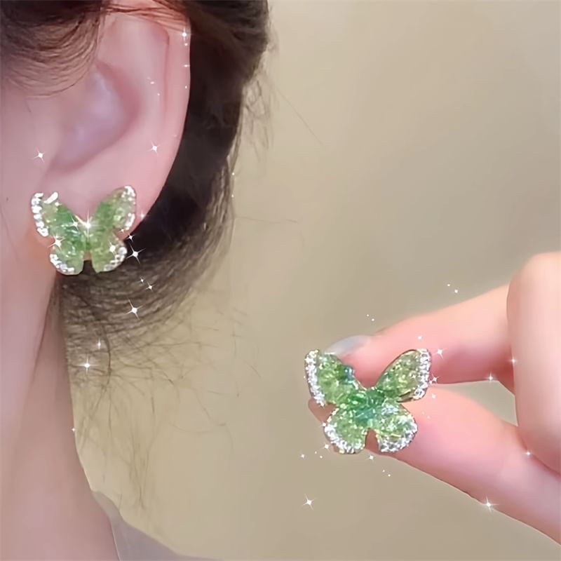 Butterfly Stud Rhinestone Earring