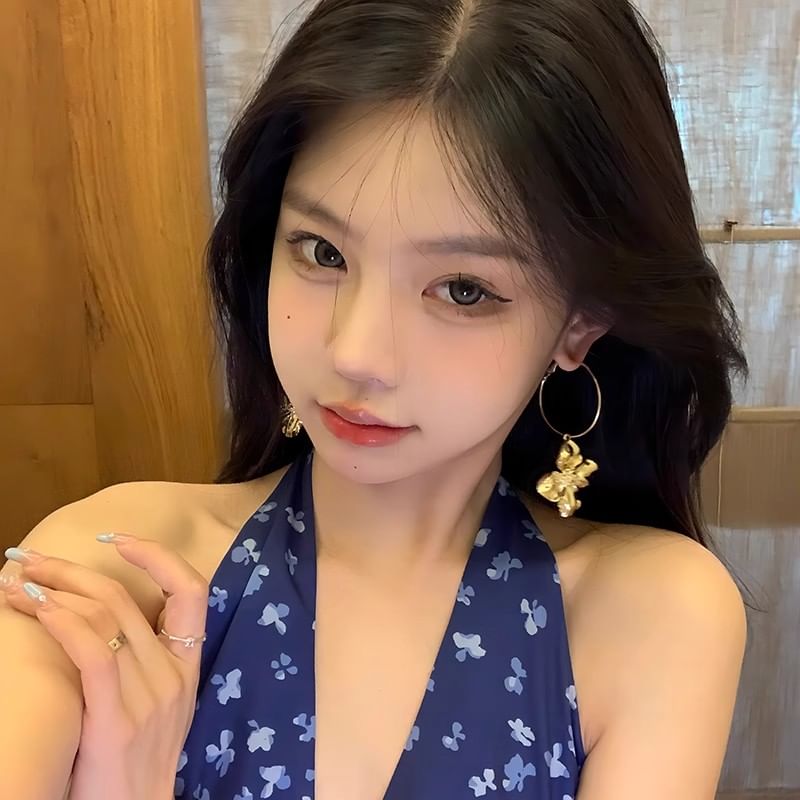 Hoop Drop Flower Earring