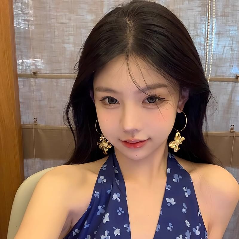 Hoop Drop Flower Earring