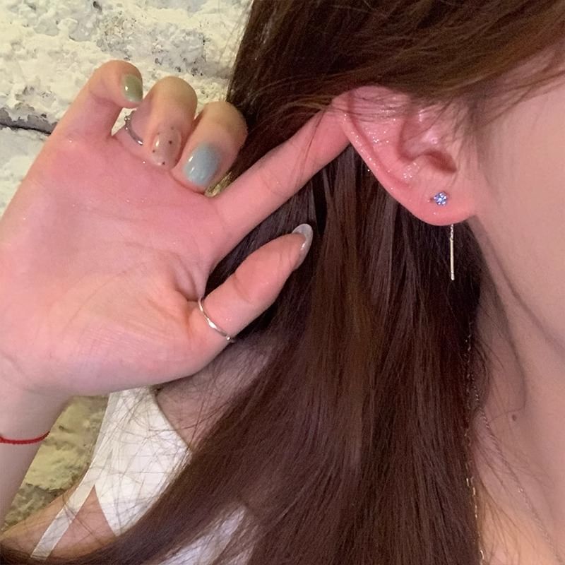 Flower Threader Earring Rhinestone