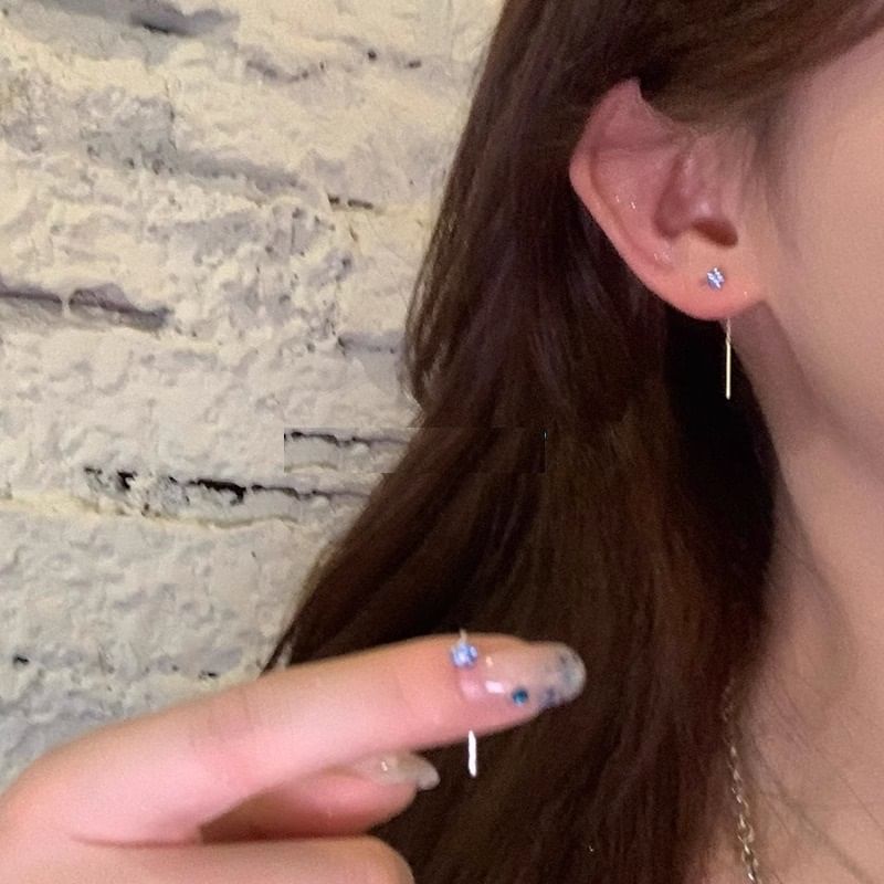 Flower Threader Earring Rhinestone