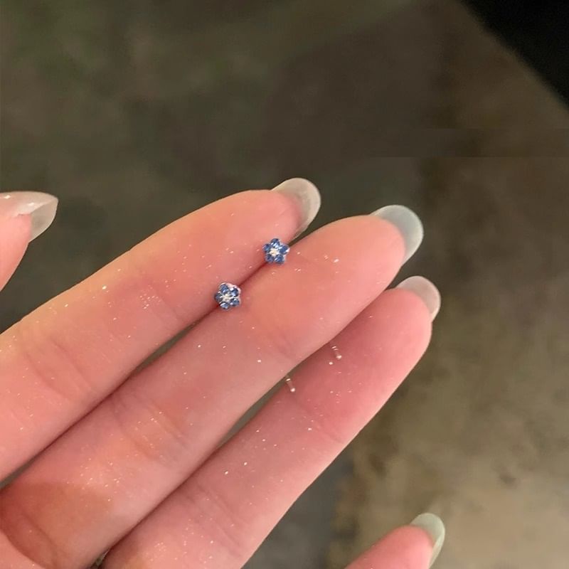 Flower Threader Earring Rhinestone