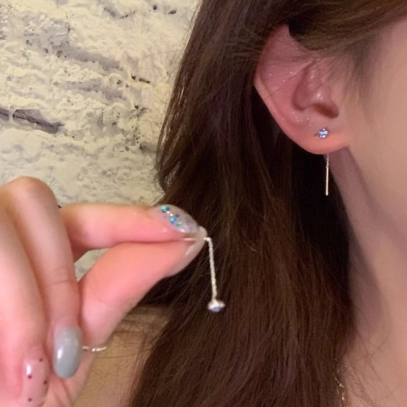 Flower Threader Earring Rhinestone