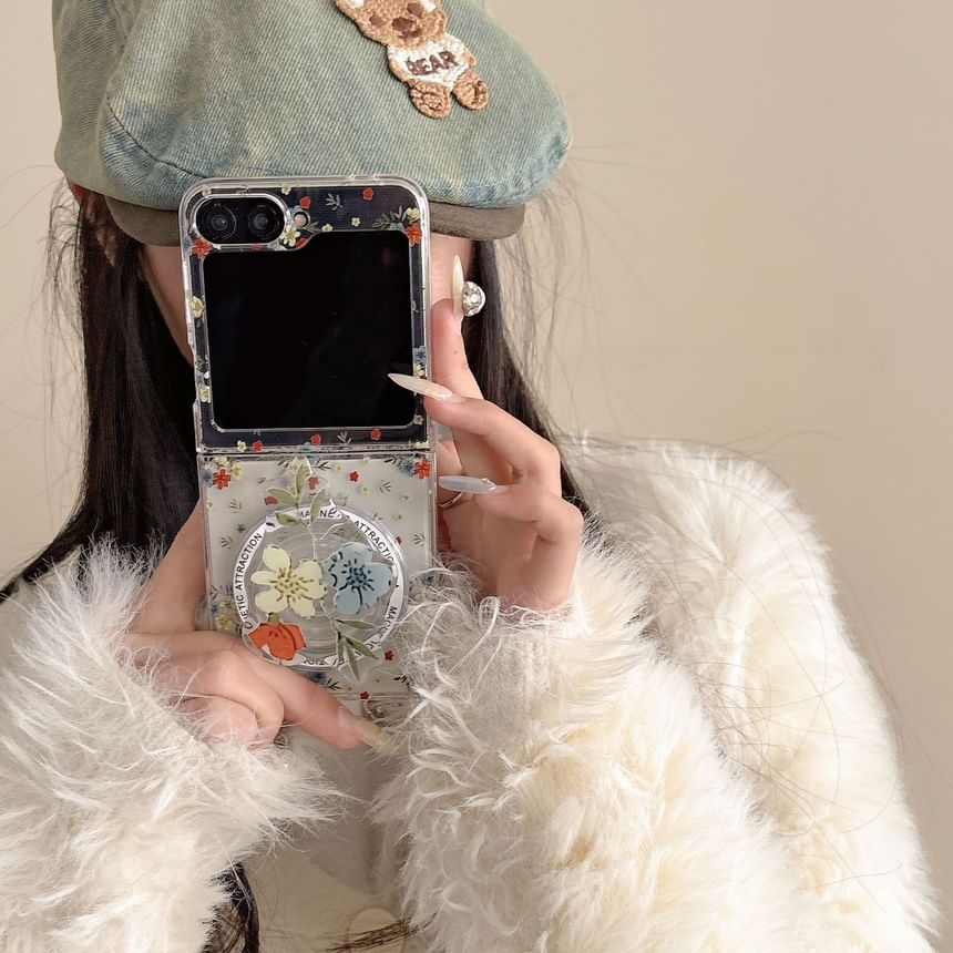 Floral Print Phone Case / Magnetic Suction / Set