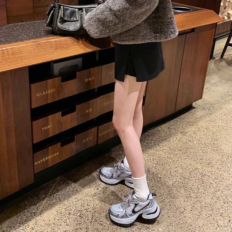 Striped Lace-Up Platform Sneakers