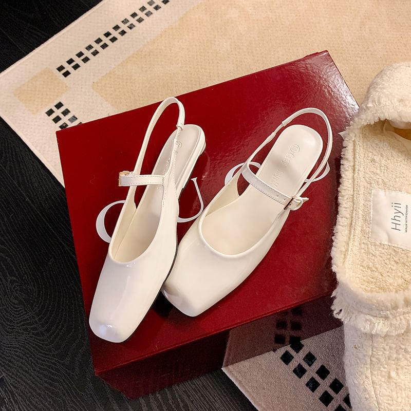 Sandals Square Low Slingback Toe Heel