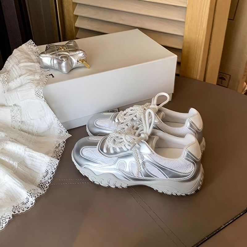 Sneakers Patterned Platform Lace-Up