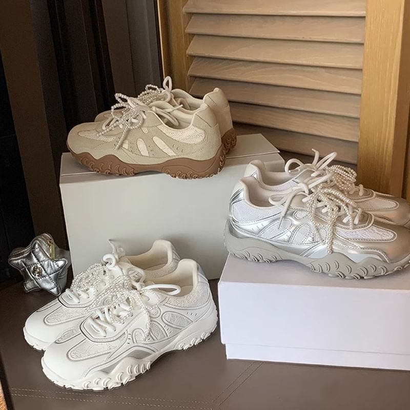 Sneakers Patterned Platform Lace-Up