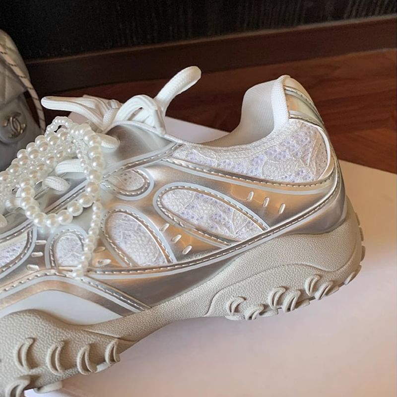 Sneakers Patterned Platform Lace-Up