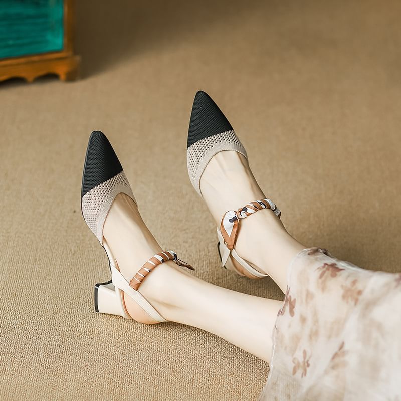 Heel Chunky Sandals Pointed