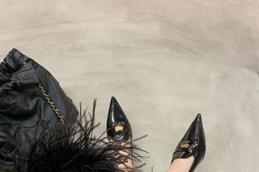 Pointed Kitten Heel Loafers Penny Slingback