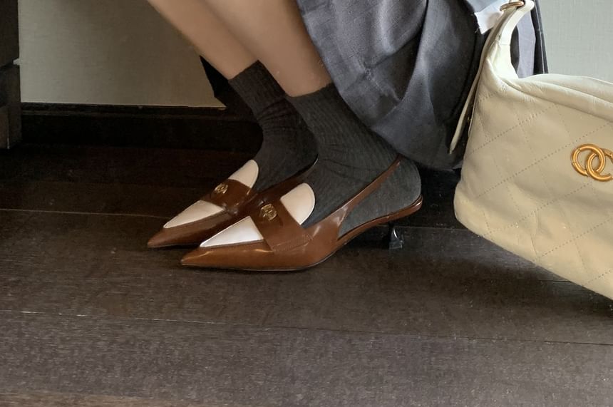 Pointed Kitten Heel Loafers Penny Slingback