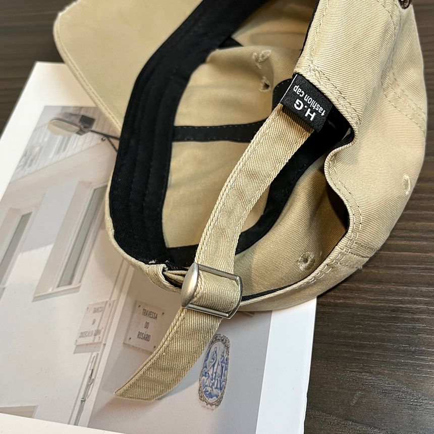 Lettering Embroidered Baseball Distressed Cap