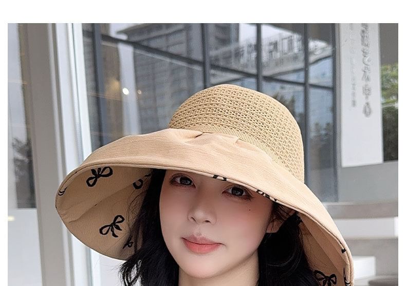 Straw Sun Print Hat Bow
