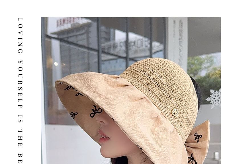 Straw Sun Print Hat Bow