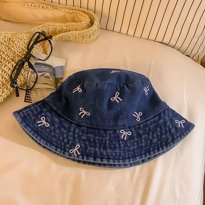 Bow Hat Embroidered Bucket