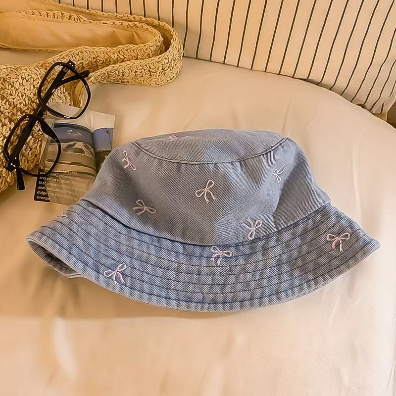 Bow Hat Embroidered Bucket