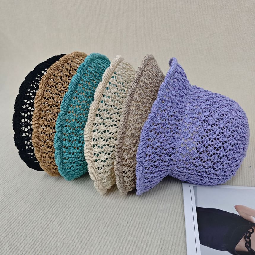 Hat Knit Plain Cloche