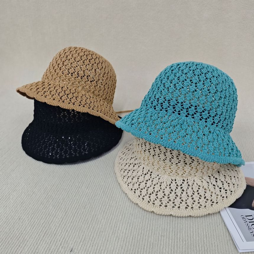 Hat Knit Plain Cloche