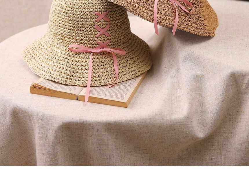Straw Bucket Hat Bow