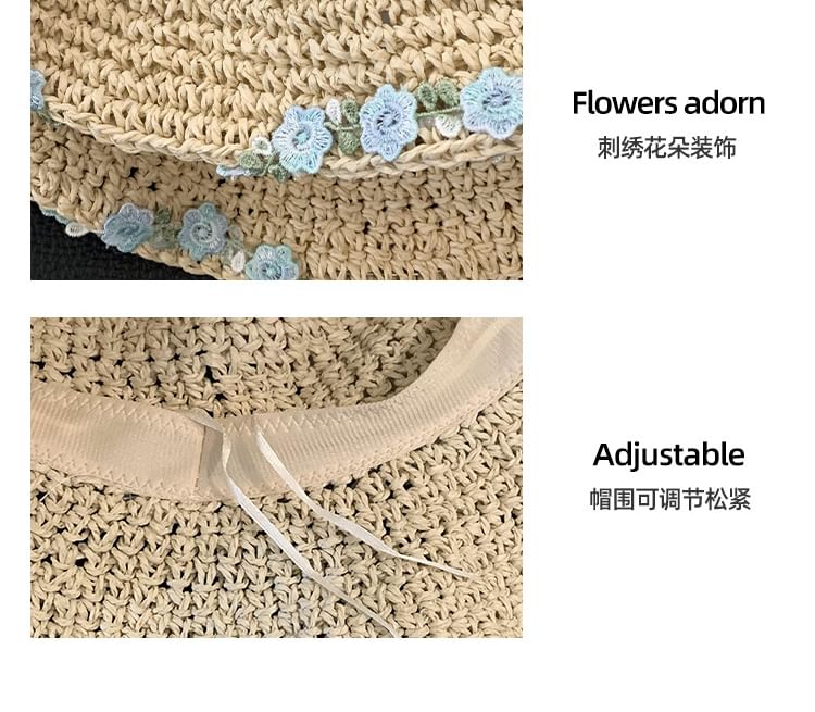 Hat Floral Straw Sun