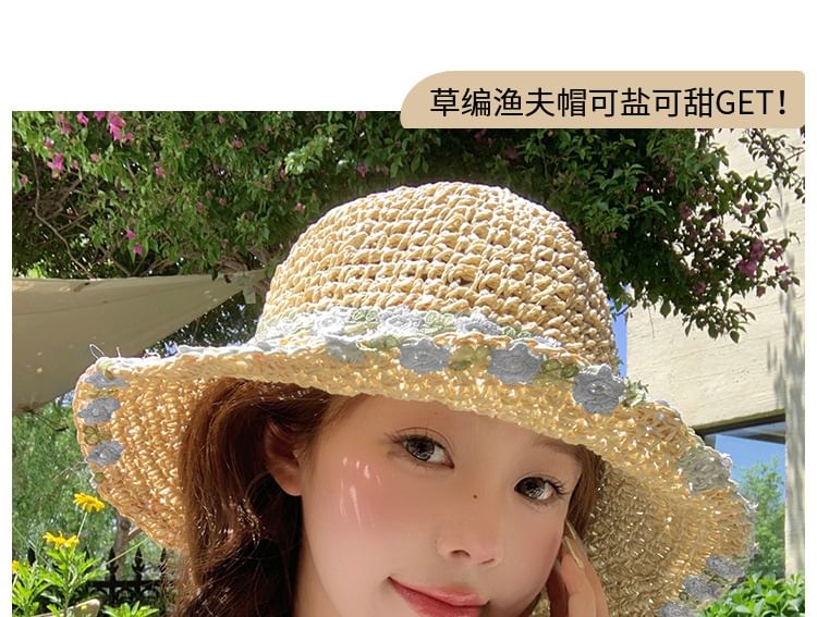 Hat Floral Straw Sun