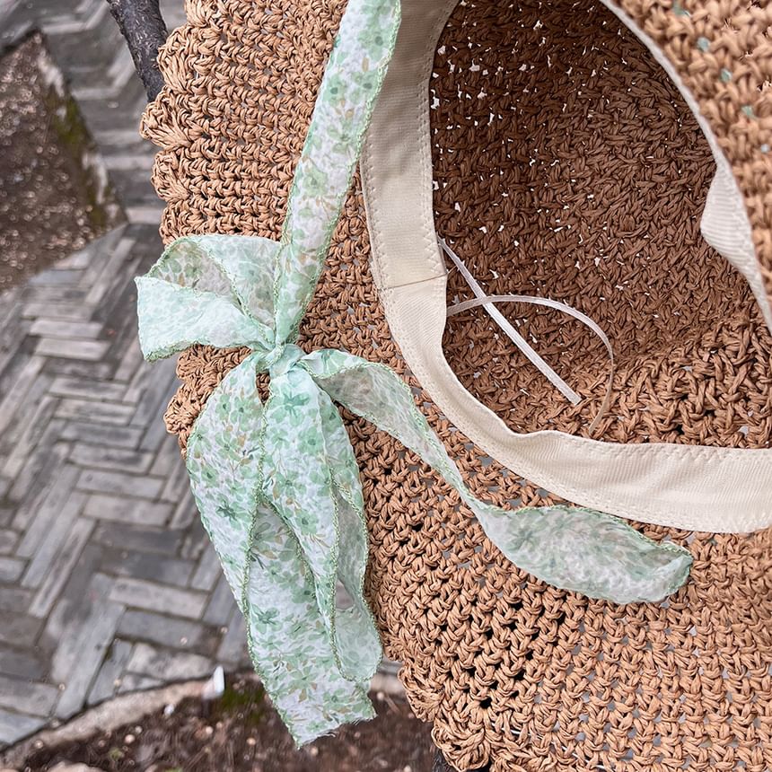 Ribbon Floral Straw Hat Sun